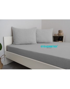 ETE HOMETEX Çift Kişilik Pamuklu Fitted Lastikli Çarşaf Takımı 160x200 cm +30 cm Derinlik GRİ 8696474231770